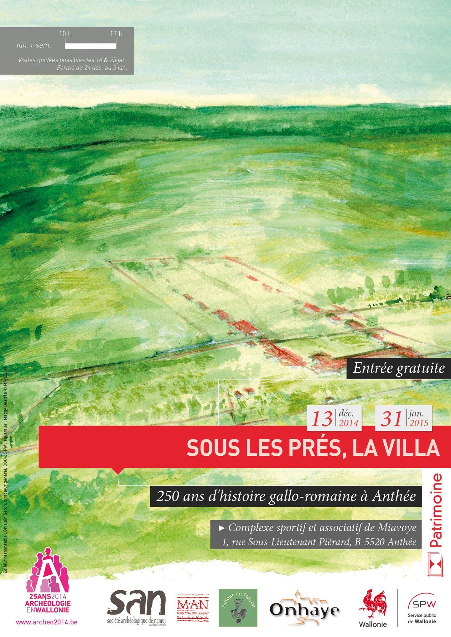 Visuel d’archive de la conférence consacrée à la villa gallo-romaine d’Anthée.