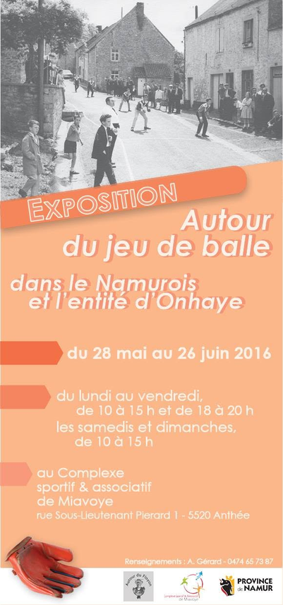 Affiche de l’exposition « Autour du jeu de balle dans le Namurois et l’entité d’Onhaye ».