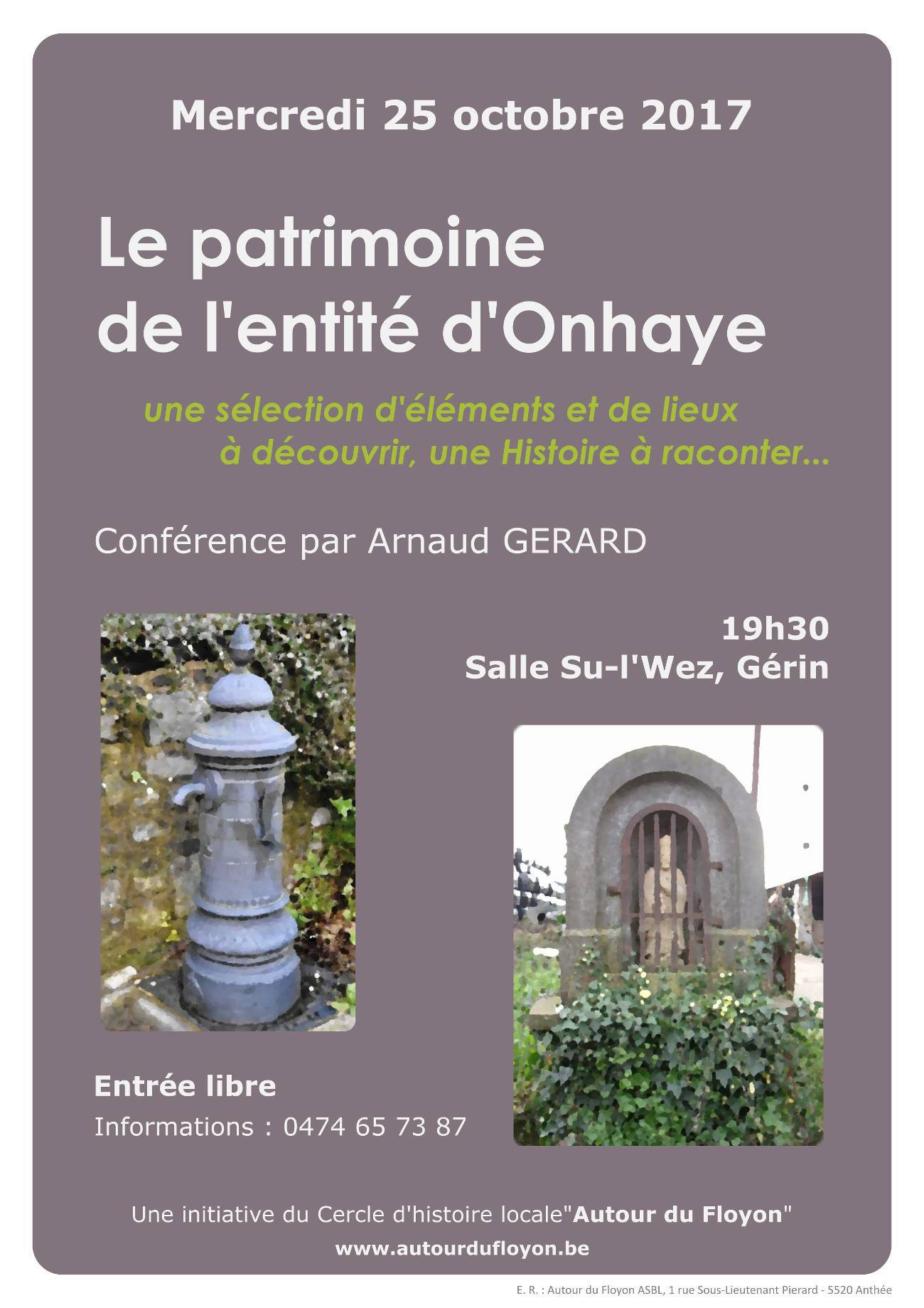 Visuel d’archive de la conférence sur le patrimoine de l’entité d’Onhaye.