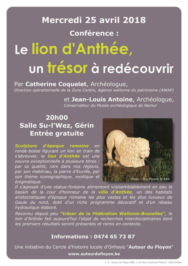 Affiche de la conférence « Le lion d’Anthée, un trésor à redécouvrir ».