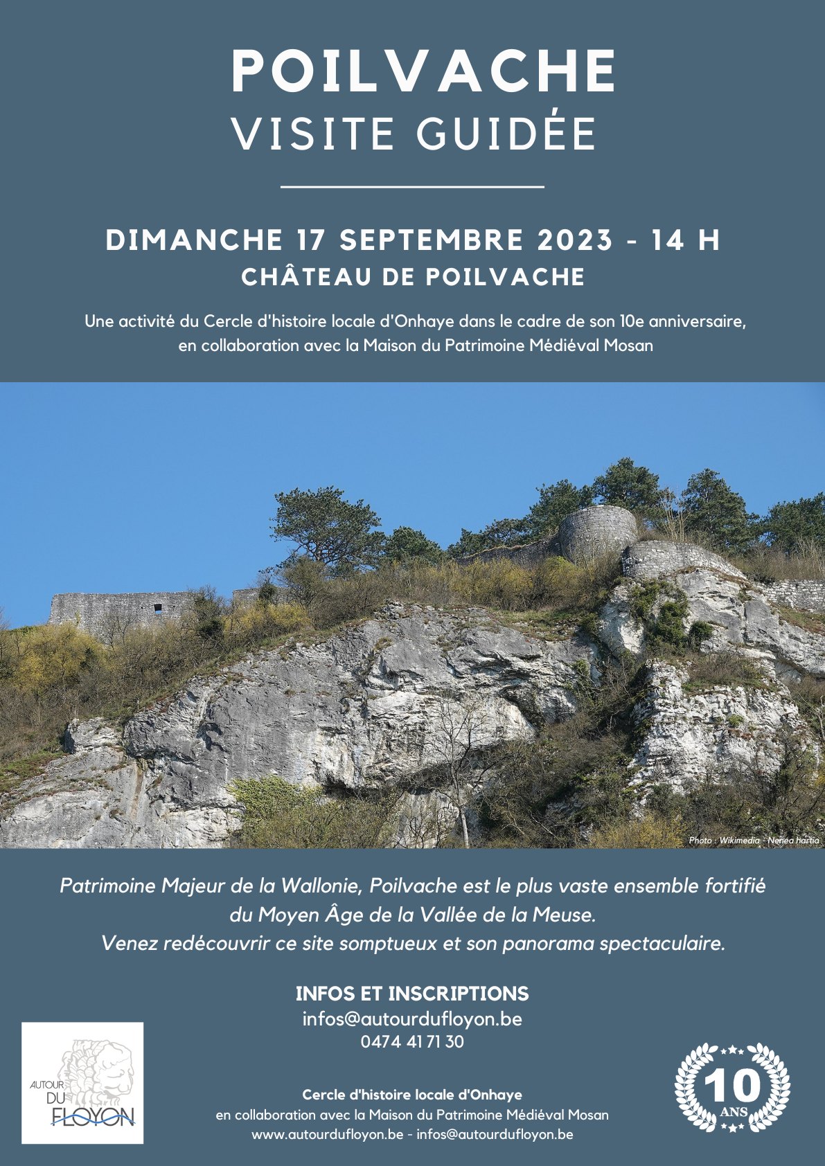 Visuel d’archive de la visite guidée du site de Poilvache.