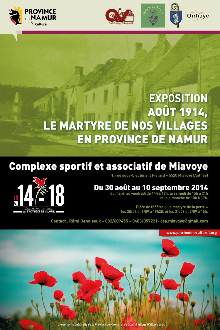 Affiche de l’exposition Août 1914, le martyre de nos villages en Province de Namur